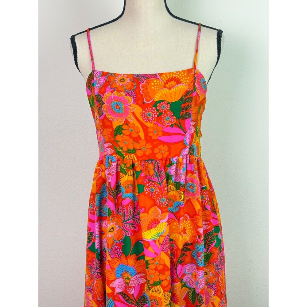 Sugarlips Idalia Tie Back Floral Maxi Dress Large Bright Tropical Boho Sundress - Picture 4 of 10